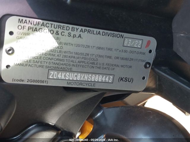 2022 APRILIA RS ZD4KSUG0XNS000443 Photo 9