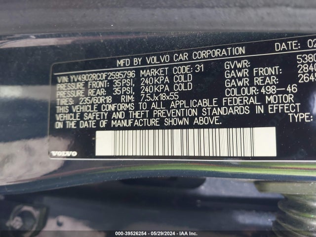 Volvo Xc60 T6 Premier Plus 2015 YV4902RC0F2595796 Image 9