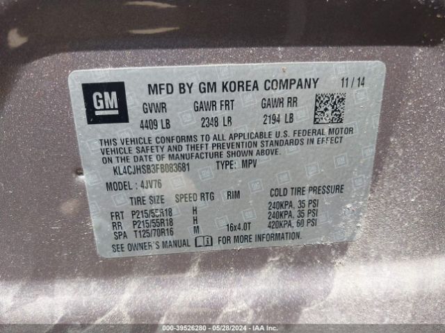 KL4CJHSB3FB083681 Buick Encore Premium