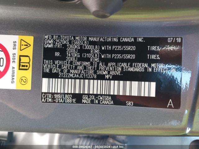 2T2ZZMCA4JC113378 Lexus RX 350