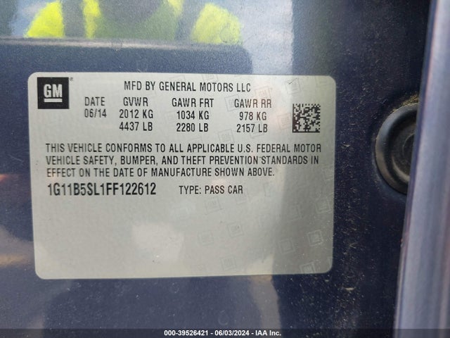 Chevrolet MALIBU LS 2015 1G11B5SL1FF122612 Image 9