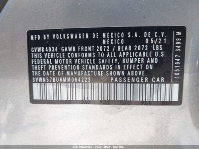 3VWN57BU6MM064222 Volkswagen Jetta 1.4t R-line/1.4t S