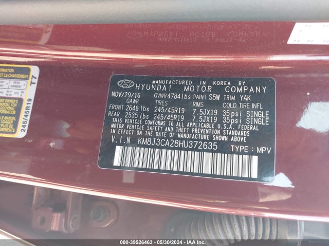 Hyundai Tucson Limited 2017 KM8J3CA28HU372635 Image 9