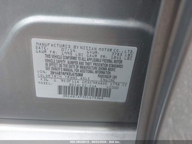 Nissan SENTRA SV 2014 3N1AB7APXEL675368 Image 9