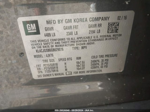 KL4CJGSB6GB629076 Buick Encore Leather