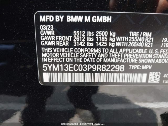 5YM13EC03P9R82298 BMW X3 M