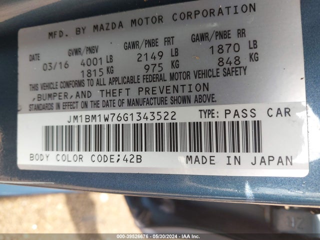 Mazda Mazda3 I Touring 2016 JM1BM1W76G1343522 Image 9