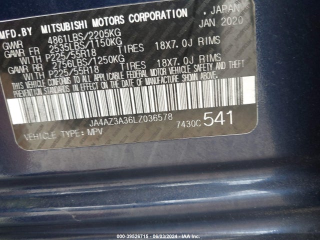 2020 MITSUBISHI OUTLANDER JA4AZ3A36LZ036578 Photo 8