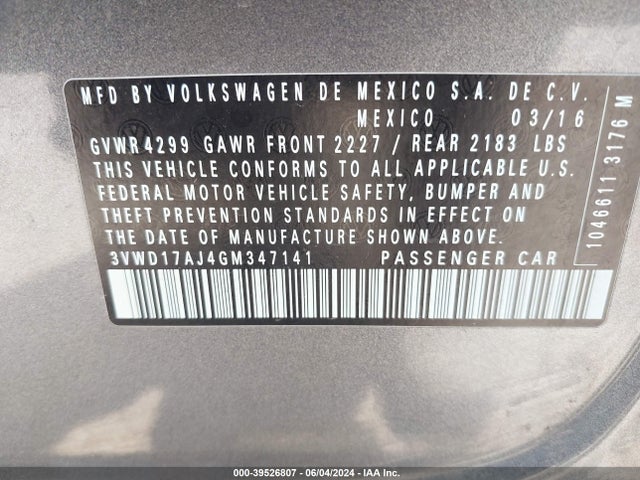 3VWD17AJ4GM347141 Volkswagen Jetta 1.8t Sport