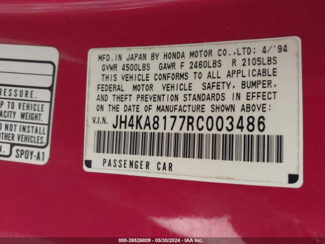 1994 ACURA LEGEND JH4KA8177RC003486 Photo 8
