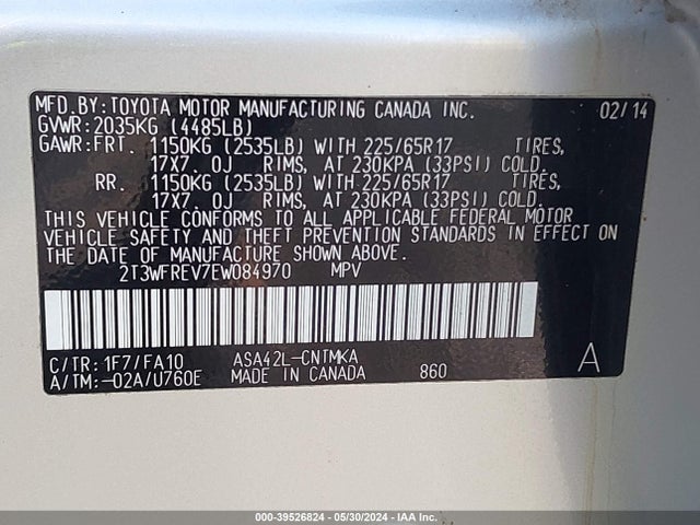 Toyota Rav4 Xle 2014 2T3WFREV7EW084970 Image 9