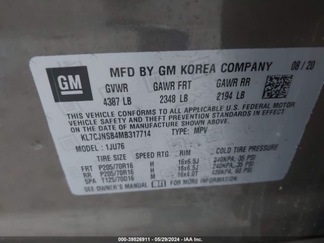 KL7CJNSB4MB317714 Chevrolet Trax Awd Ls