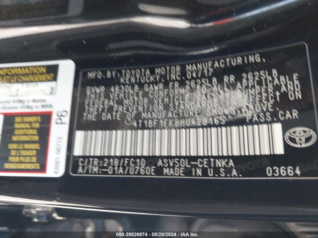 Toyota CAMRY LE 2017 4T1BF1FK8HU429165 Image 9