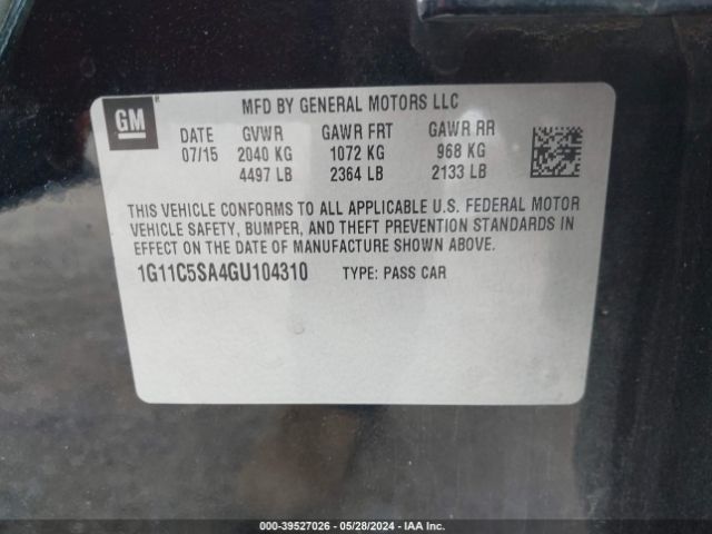1G11C5SA4GU104310 Chevrolet Malibu Limited Lt