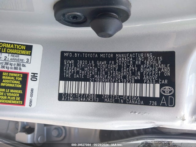 Toyota Corolla S Plus 2015 2T1BURHE0FC419238 Image 9
