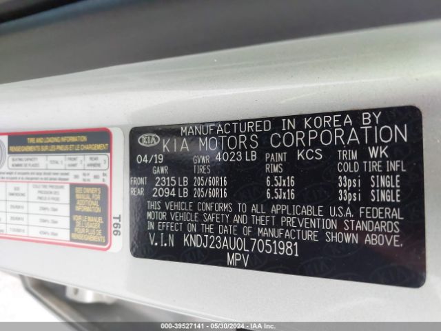 KNDJ23AU0L7051981 KIA SOUL LX