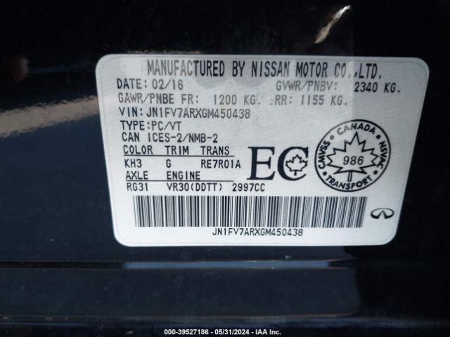 JN1FV7ARXGM450438 Infiniti Q50 3.0t Red Sport 400