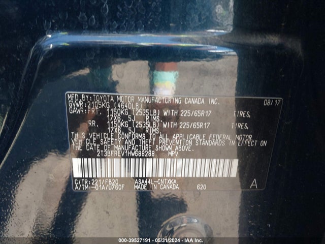 Toyota RAV4 LE 2017 2T3BFREV1HW688288 Image 9