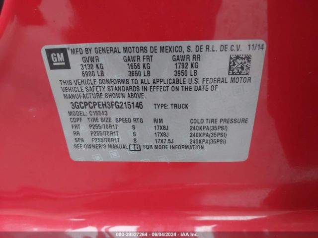 3GCPCPEH3FG215146 Chevrolet Silverado 1500 Ls