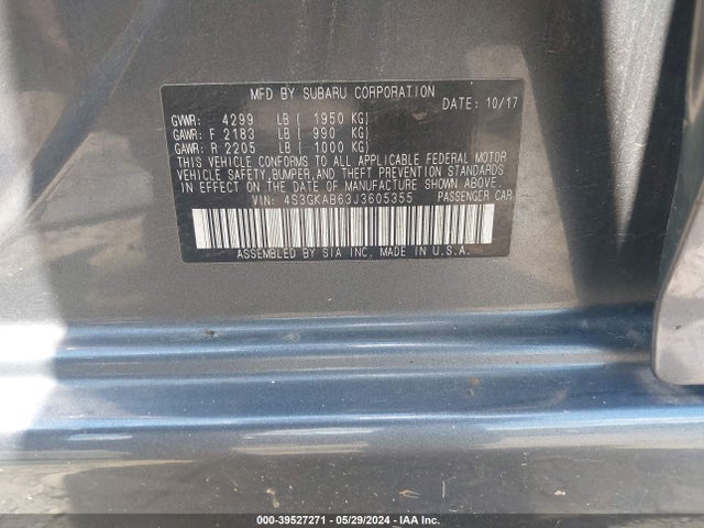 Subaru Impreza 2.0i Premium 2018 4S3GKAB63J3605355 Image 9