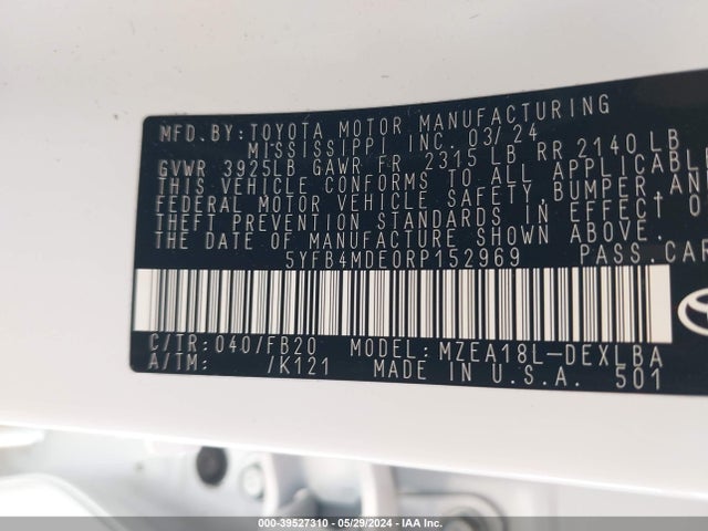 Toyota COROLLA LE 2024 5YFB4MDE0RP152969 Image 9