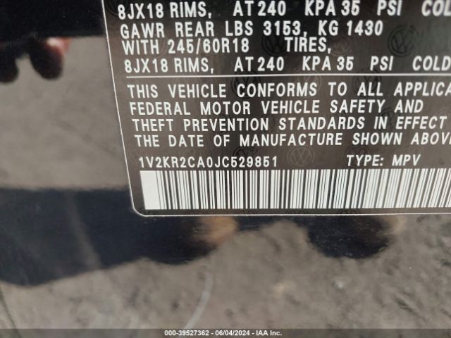 1V2KR2CA0JC529851 Volkswagen Atlas 3.6l V6 Se