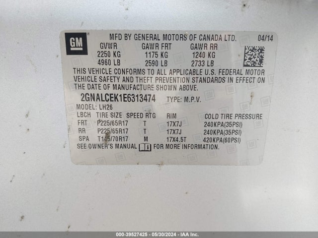 Chevrolet Equinox 2lt 2014 2GNALCEK1E6313474 Image 9
