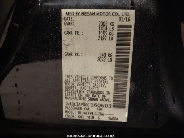 1N4BL3AP0GC160603 Nissan Altima 3.5 Sl/3.5 Sr