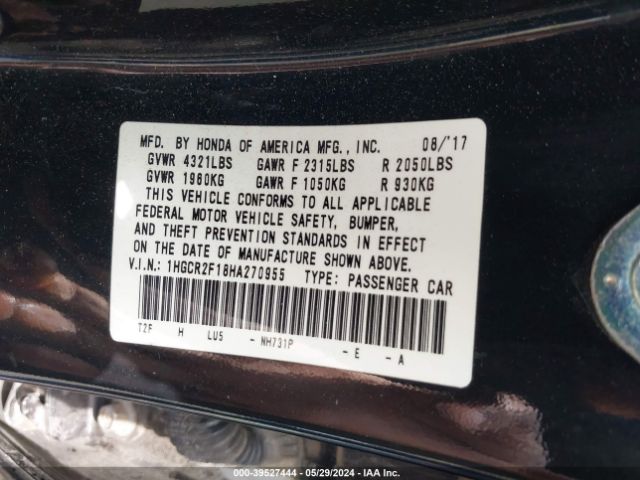 1HGCR2F18HA270955 Honda Accord Sport Se