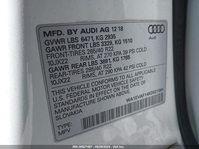 Audi Q8 55 Premium 2019 WA1EVAF14KD021064 Image 9