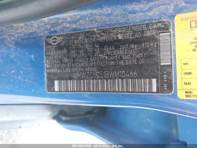 2011 MINI COOPER S COUNTRYMAN WMWZC5C51BWM10466 Photo 8