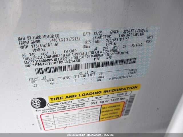 Ford Expedition Xlt 2024 1FMJU1H81REA21458 Image 9