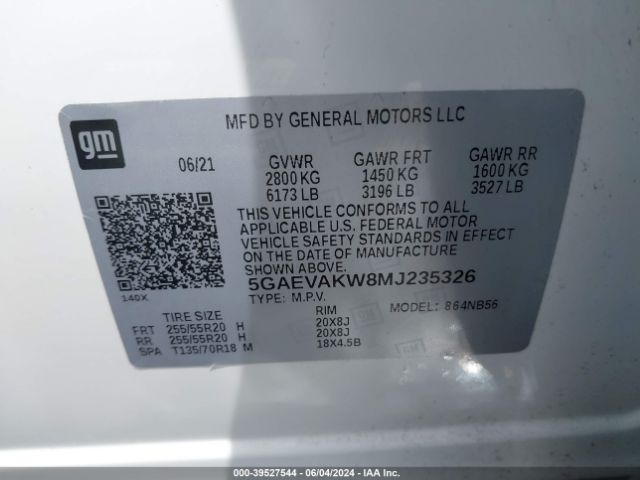 5GAEVAKW8MJ235326 Buick Enclave Awd Essence