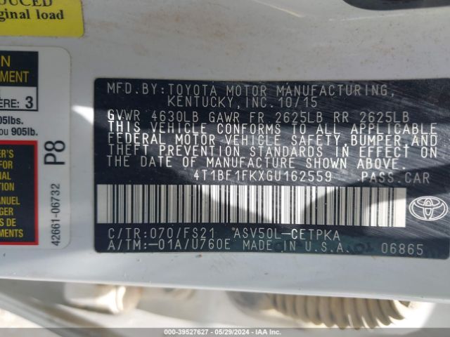 4T1BF1FKXGU162559 Toyota CAMRY SE