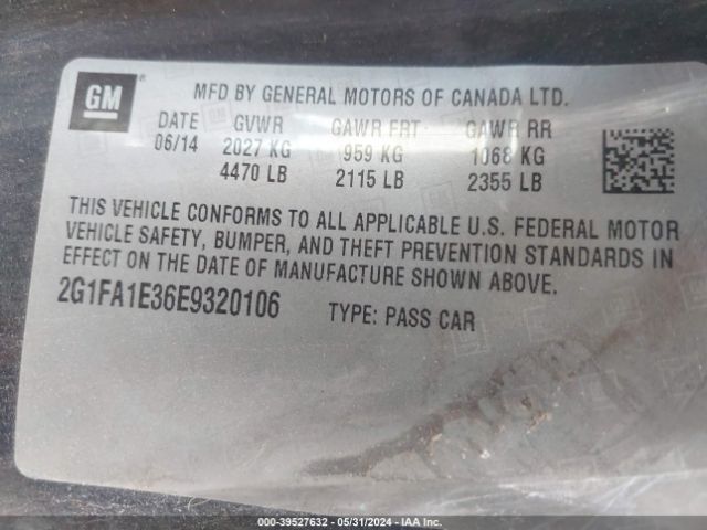 2G1FA1E36E9320106 Chevrolet Camaro 2ls