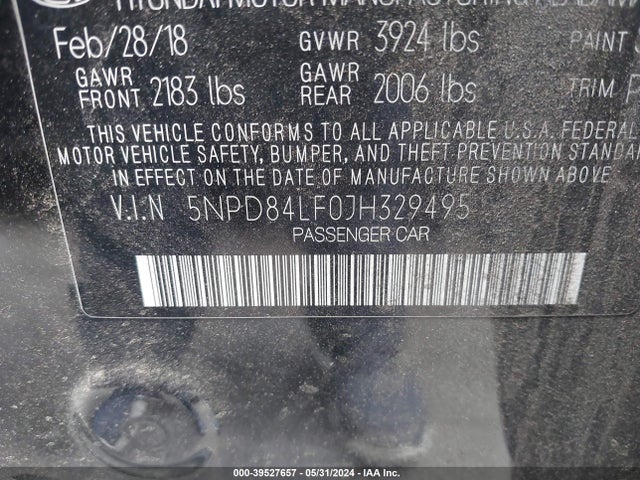Hyundai Elantra Value Edition 2018 5NPD84LF0JH329495 Image 9