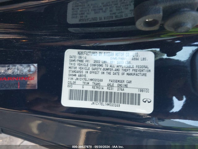 Infiniti Q60 2.0t 2017 JN1CV7EL1HM320249 Image 9