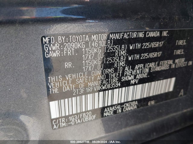Toyota RAV4 LE 2019 2T3F1RFVXKW083594 Image 9