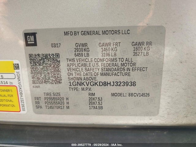 Chevrolet Traverse 1lt 2017 1GNKVGKD8HJ323938 Image 9