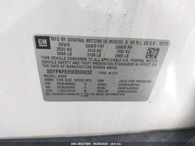 3GYFNFE35ES599232 Cadillac Srx Performance Collection