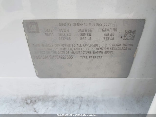 Chevrolet Sonic Ls Auto 2014 1G1JA6SH3E4227585 Image 9