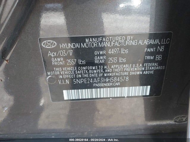 Hyundai Sonata 2017 5NPE24AF3HH584578 Image 9
