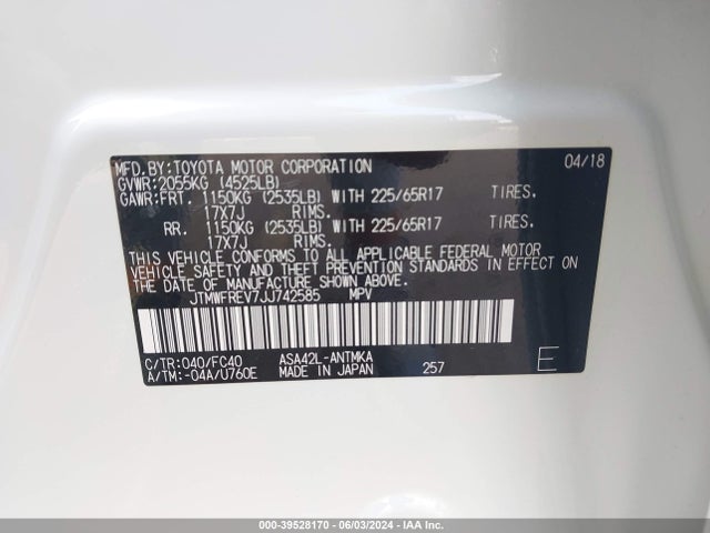 Toyota Rav4 Xle 2018 JTMWFREV7JJ742585 Image 9
