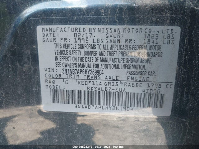 Nissan SENTRA SV 2017 3N1AB7AP6HY269904 Image 9