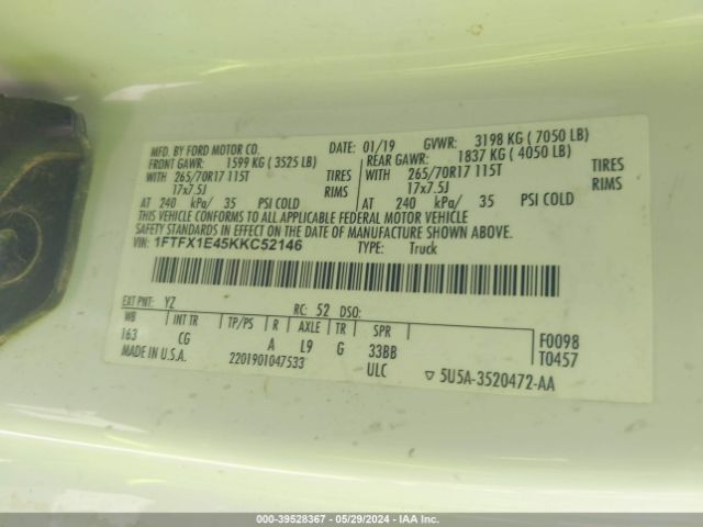 1FTFX1E45KKC52146 Ford F-150 Xl