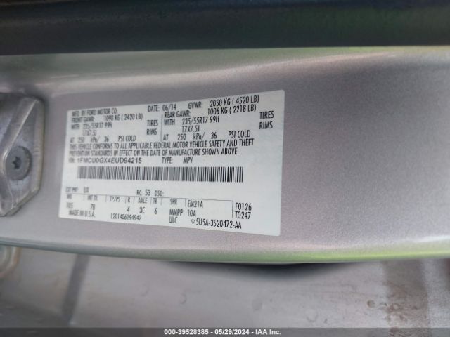 1FMCU0GX4EUD94215 Ford ESCAPE SE