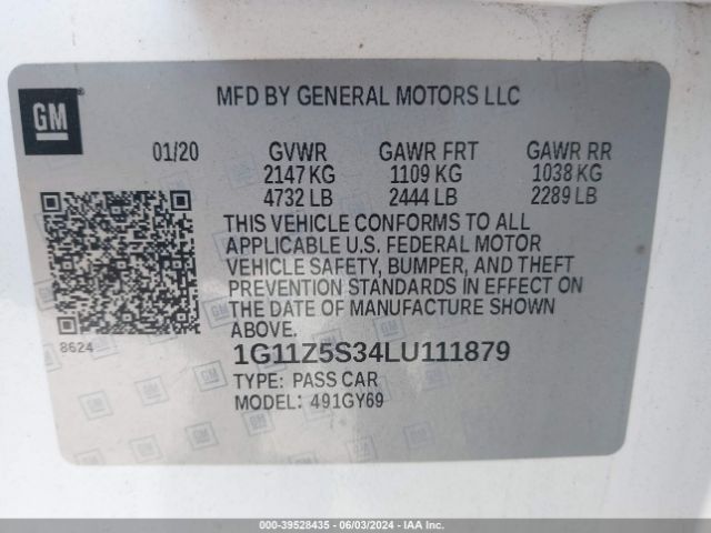 1G11Z5S34LU111879 Chevrolet Impala Fwd Lt