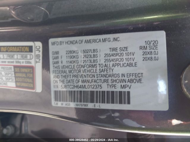 5J8TC2H64ML012375 Acura Rdx A-spec Package