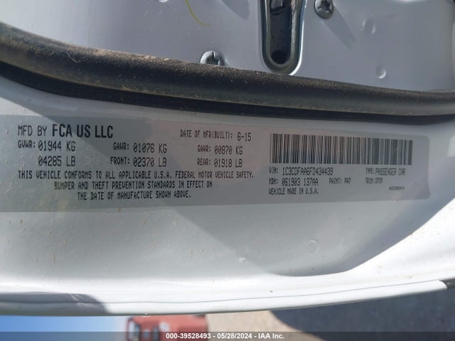 Dodge DART SE 2015 1C3CDFAA6FD434439 Image 9