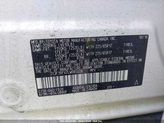 Toyota RAV4 LE 2020 2T3F1RFV7LW085028 Image 9
